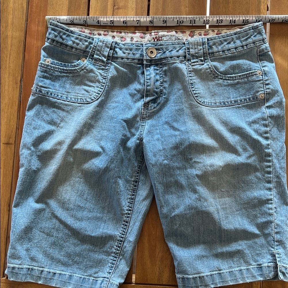 YMI vintage inspired midi light blue denim shorts